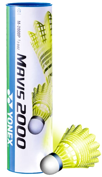 Badmintonové míče Yonex  Mavis 2000 Yellow (6 Pack)  zelený proužek (do 19-29°C)