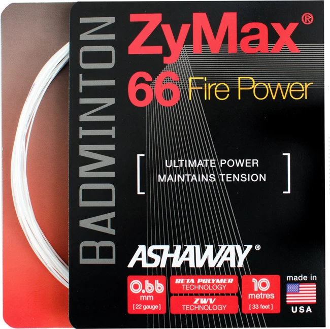 Badmintonový výplet Ashaway  ZyMax 66 Fire Power White