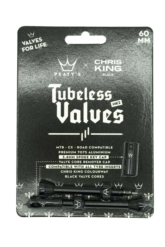 Bezdušový ventilek PEATY'S  X chris king (mk2) black tubeless valves 60mm (ptv2-60-blk-12)