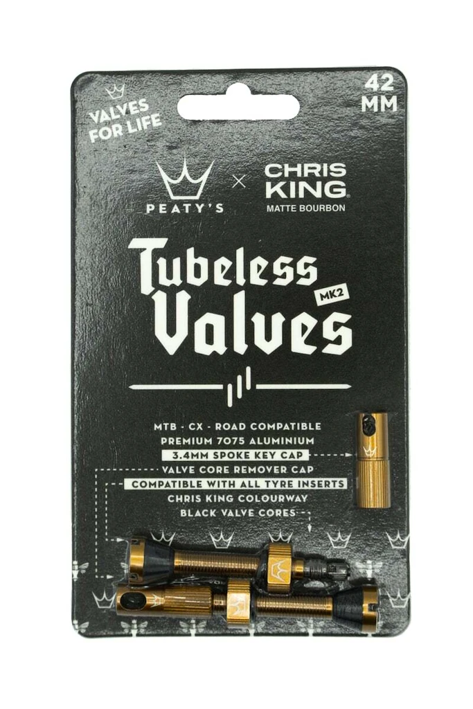 Bezdušový ventilek PEATY'S  X chris king (mk2) bourbon tubeless valves 42mm (ptv2-42-brb-12)