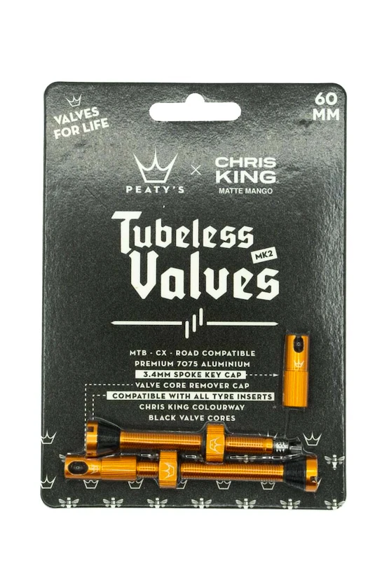 Bezdušový ventilek PEATY'S  X chris king (mk2) mango tubeless valves 60mm (ptv2-60-mng-12)