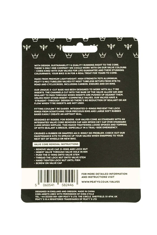 Bezdušový ventilek PEATY'S  X chris king (mk2) mango tubeless valves 60mm (ptv2-60-mng-12)