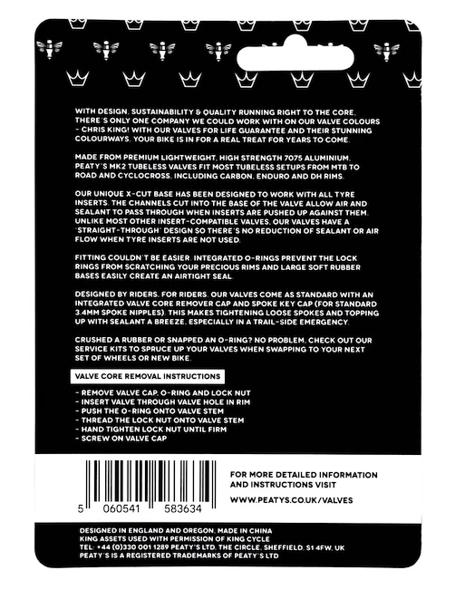 Bezdušový ventilek PEATY'S  X chris king (mk2) mango tubeless valves - 80mm (ptv2-80-mng-12)