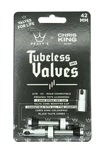 Bezdušový ventilek PEATY'S  X chris king (mk2) silver tubeless valves 42mm (ptv2-42-sil-12)