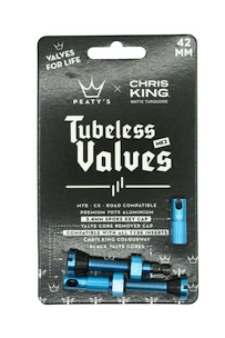 Bezdušový ventilek PEATY'S  X chris king (mk2) turquoise tubeless valves 42mm (ptv2-42-trq-12)