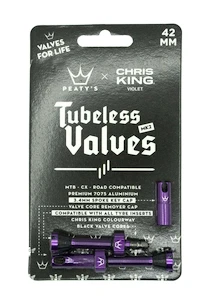 Bezdušový ventilek PEATY'S  X chris king (mk2) violet tubeless valves 42mm (ptv2-42-vlt-12)