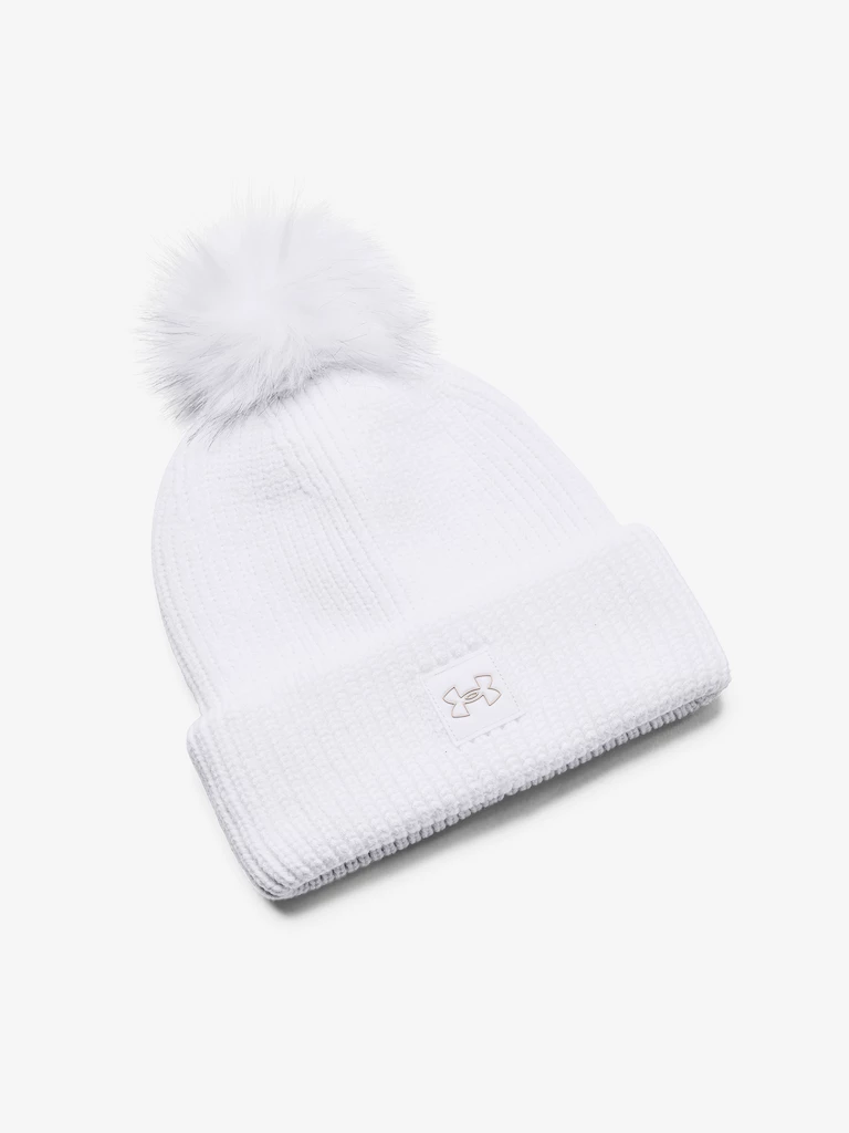 Čepice Under Armour UA Halftime Ribbed Pom-WHT