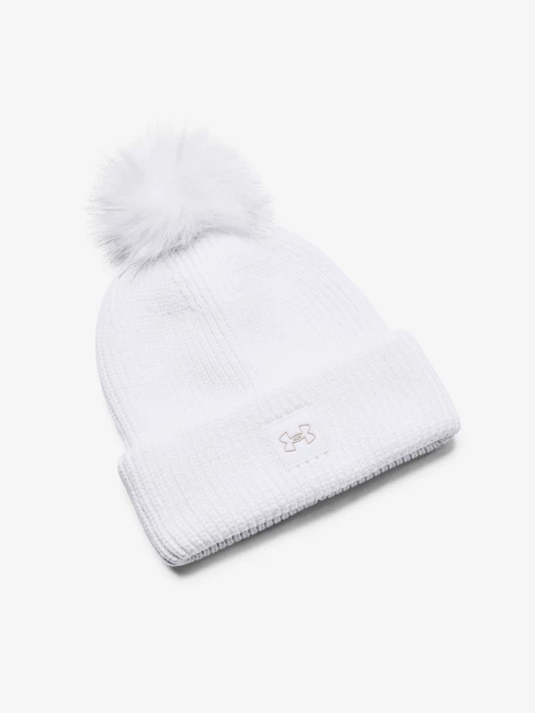 Čepice Under Armour UA Halftime Ribbed Pom-WHT