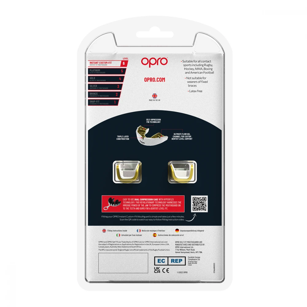 Chránič zubů Opro  INSTANT CUSTOM FIT SOLIDS Gold/White Senior