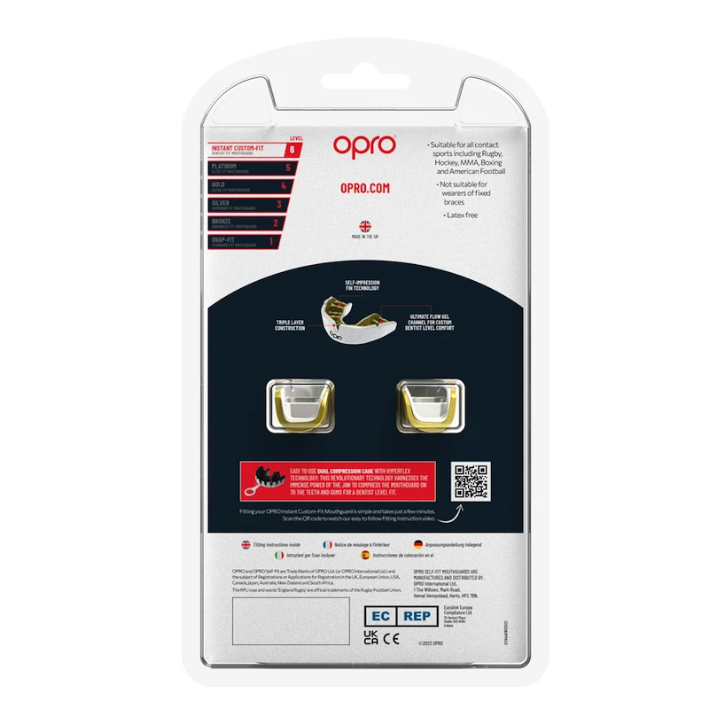 Chránič zubů Opro  INSTANT CUSTOM FIT SOLIDS Gold/White Senior