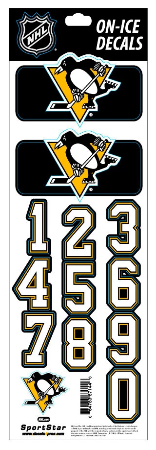 Čísla na helmu Sportstape  ALL IN ONE HELMET DECALS - PITTSBURGH PENGUINS - DARK HELMET