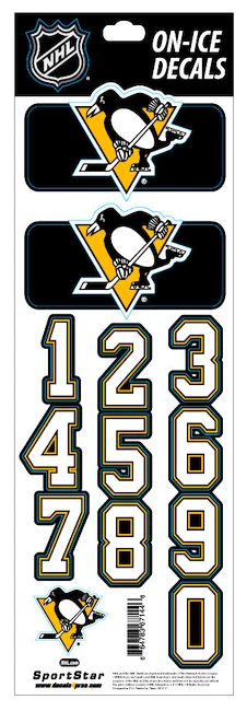 Čísla na helmu Sportstape  ALL IN ONE HELMET DECALS - PITTSBURGH PENGUINS - DARK HELMET