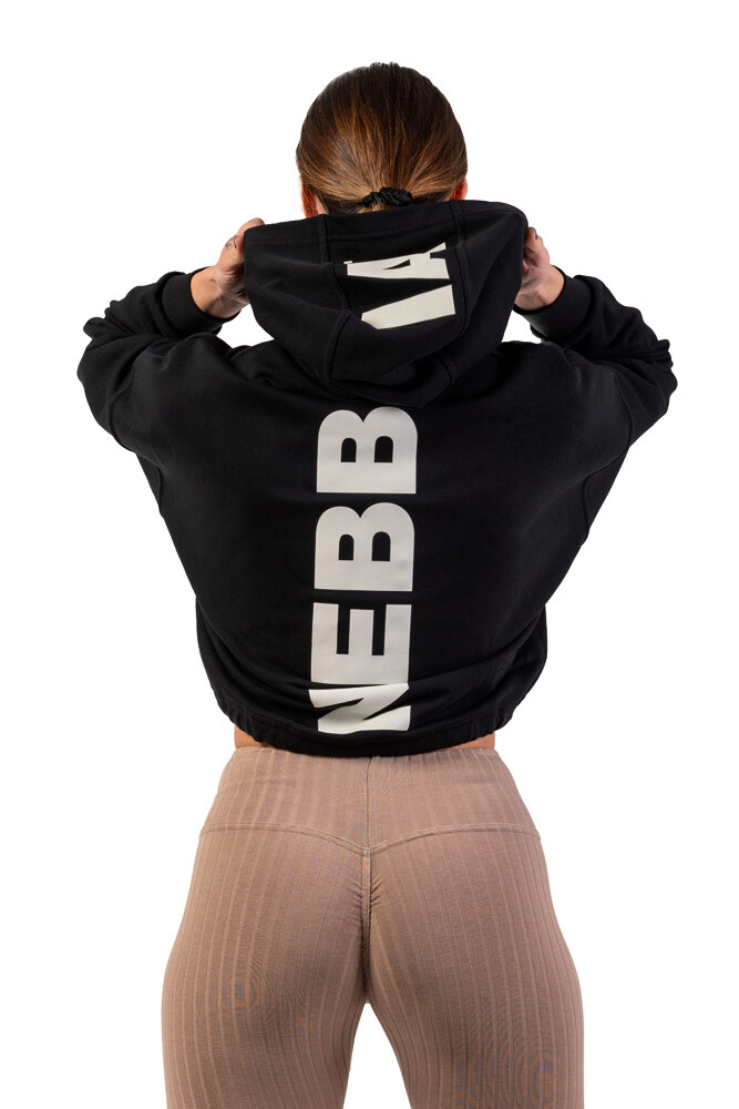 Nebbia dámská mikina Loose Fit Hoodie Crop Iconic Black - thumb (2)