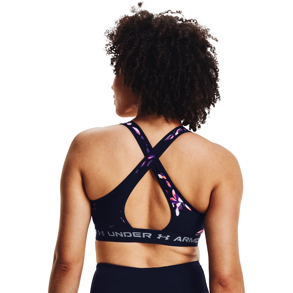 Dámská podprsenka Under Armour Crossback Mid Print Midnight Navy