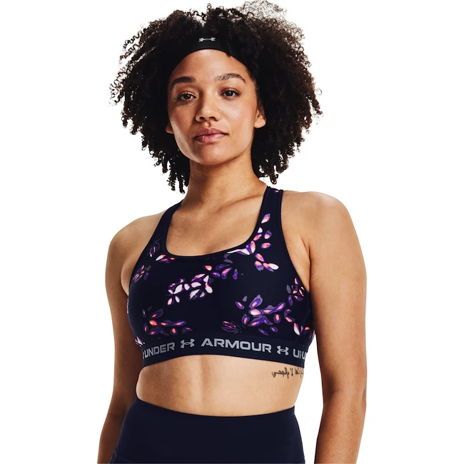 Dámská podprsenka Under Armour Crossback Mid Print Midnight Navy