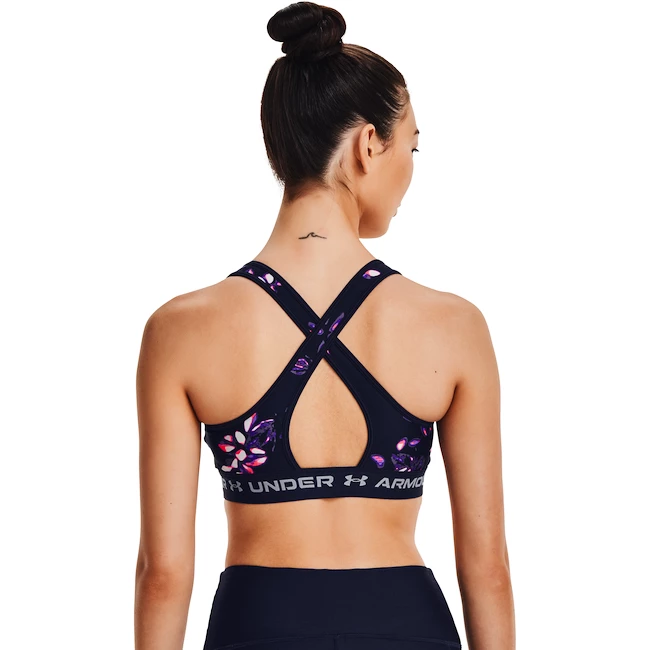 Dámská podprsenka Under Armour Crossback Mid Print Midnight Navy