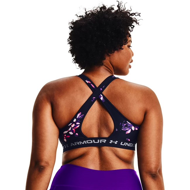 Dámská podprsenka Under Armour Crossback Mid Print Midnight Navy