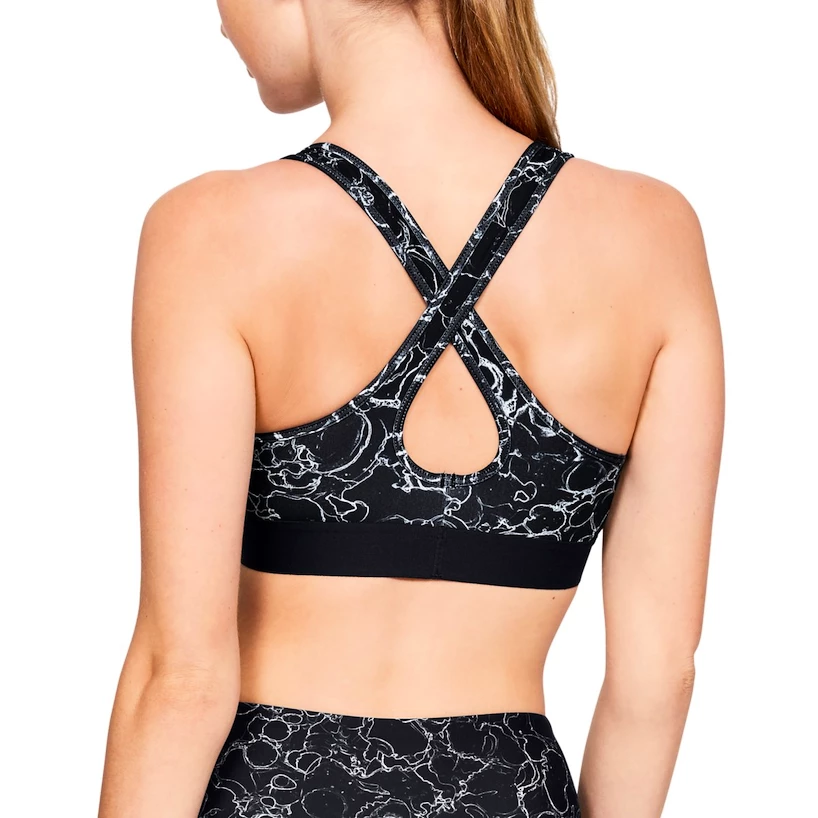 Dámská podprsenka Under Armour  Mid Crossback Printed Black  XS