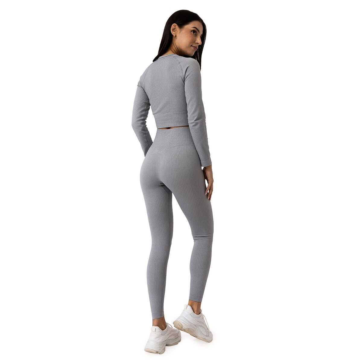 Dámské legíny GymBeam  FLO Ribbed Leggings Grey XL - thumb (1)