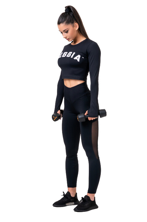 Dámské legíny Nebbia  Mesh leggings high waist 573 black S - thumb (5)