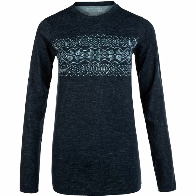 Dámské tričko Endurance  Yalia Seamless Wool Print LS Baselayer Dark Blue