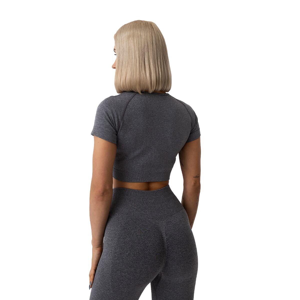 Dámské tričko GymBeam  FLO CropTop Grey L - thumb (1)