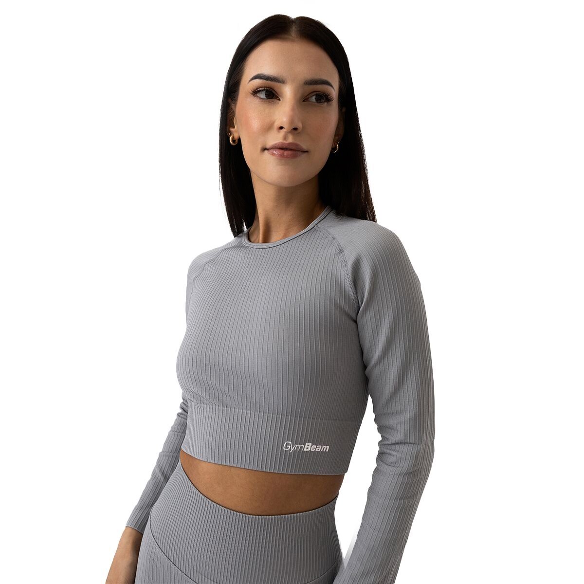 Dámské tričko GymBeam  FLO Ribbed CropTop Grey XL - thumb (0)
