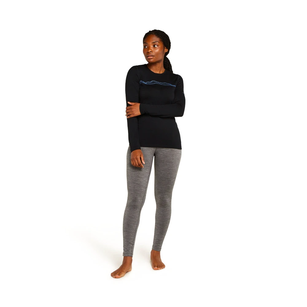 Dámské tričko Icebreaker Merino 200 Oasis LS Crewe Mountain Pulse Black
