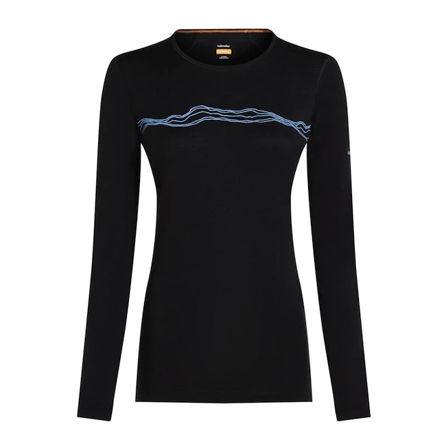 Dámské tričko Icebreaker Merino 200 Oasis LS Crewe Mountain Pulse Black