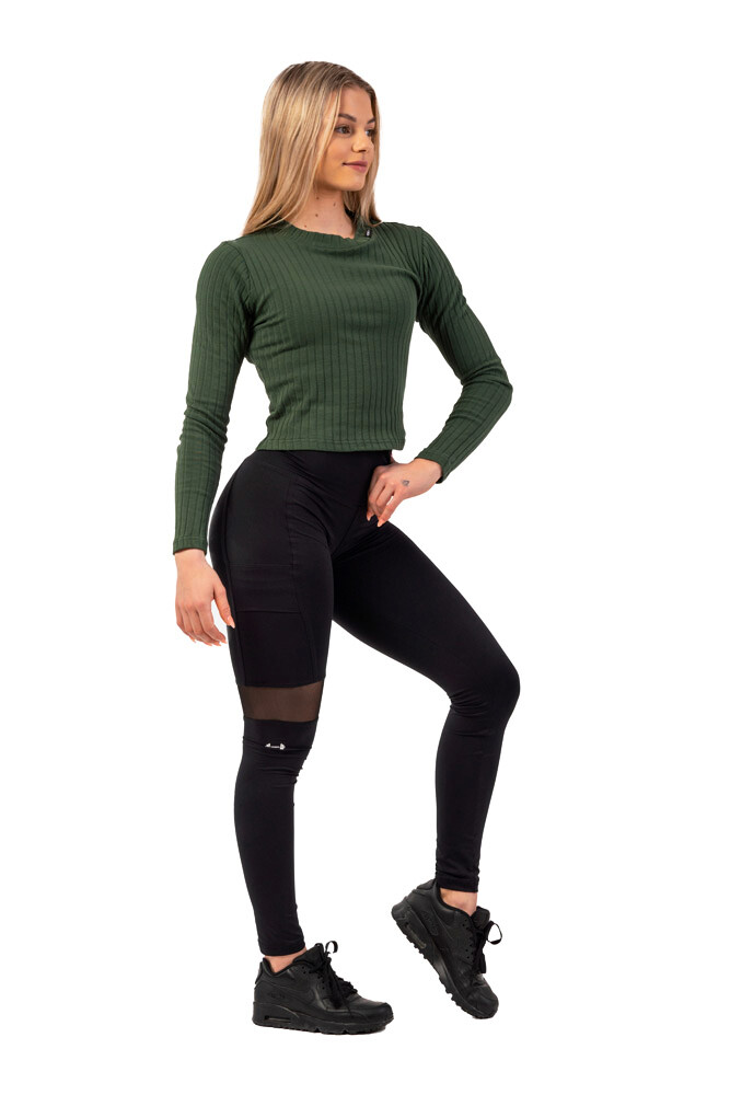 Product detail of Dámské tričko Nebbia  Organic Cotton Ribbed Long Sleeve Top 415 dark green M