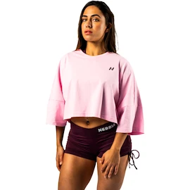 Dámské tričko Nebbia STRONG BEAUTY Oversized Cropped Tee JUST FLOW 431 pink