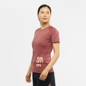 Dámské tričko Salomon  Cross Run Graphic Tee Cabernet