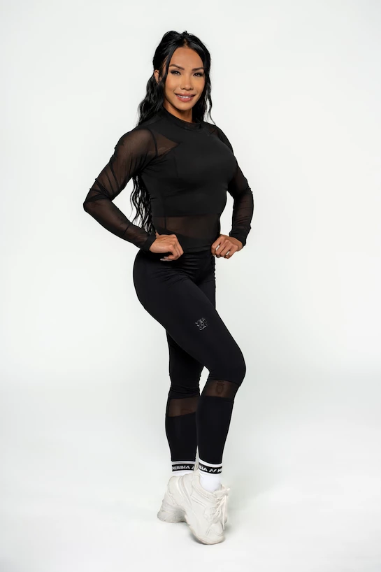 Dámský top Nebbia Intense Women's Mesh Long Sleeve Top Sheer 847 Gold