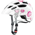 Dětská cyklistická helma Uvex Finale Junior LED bílá-růžová srdíčka