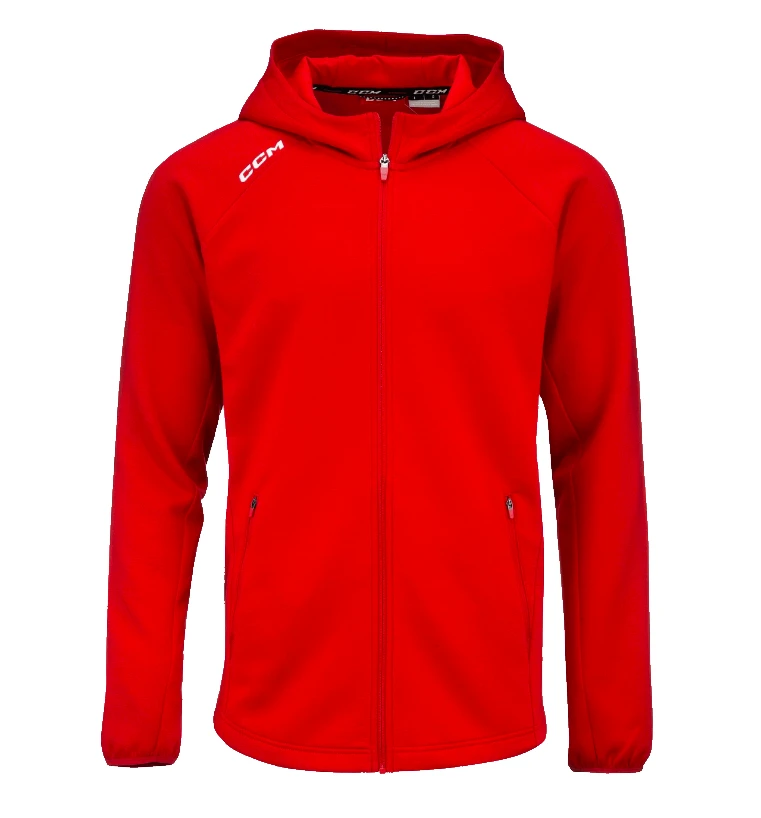 Dětská mikina CCM  LOCKER ROOM FLEECE FULL ZIP HOODIE Red M
