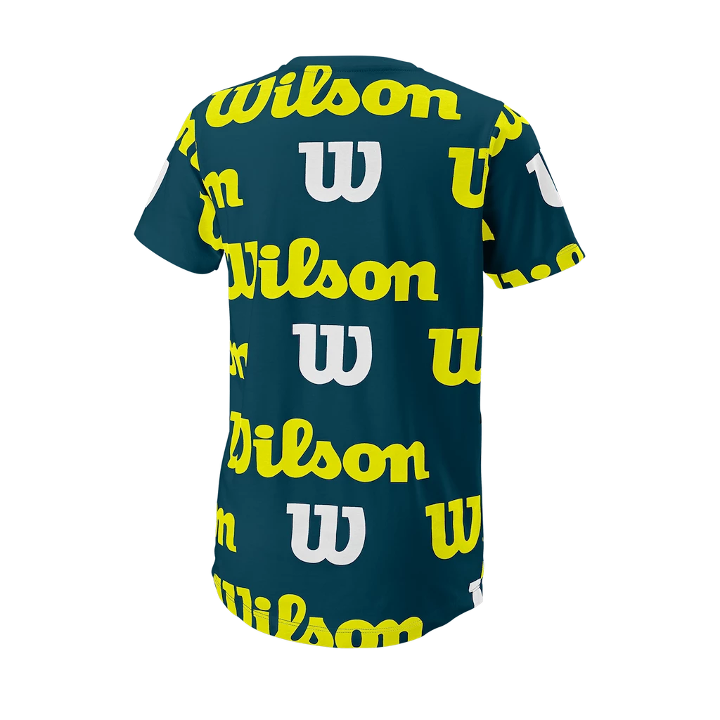 Dětské tričko Wilson  All Over Logo Tech Tee B Blue Coral