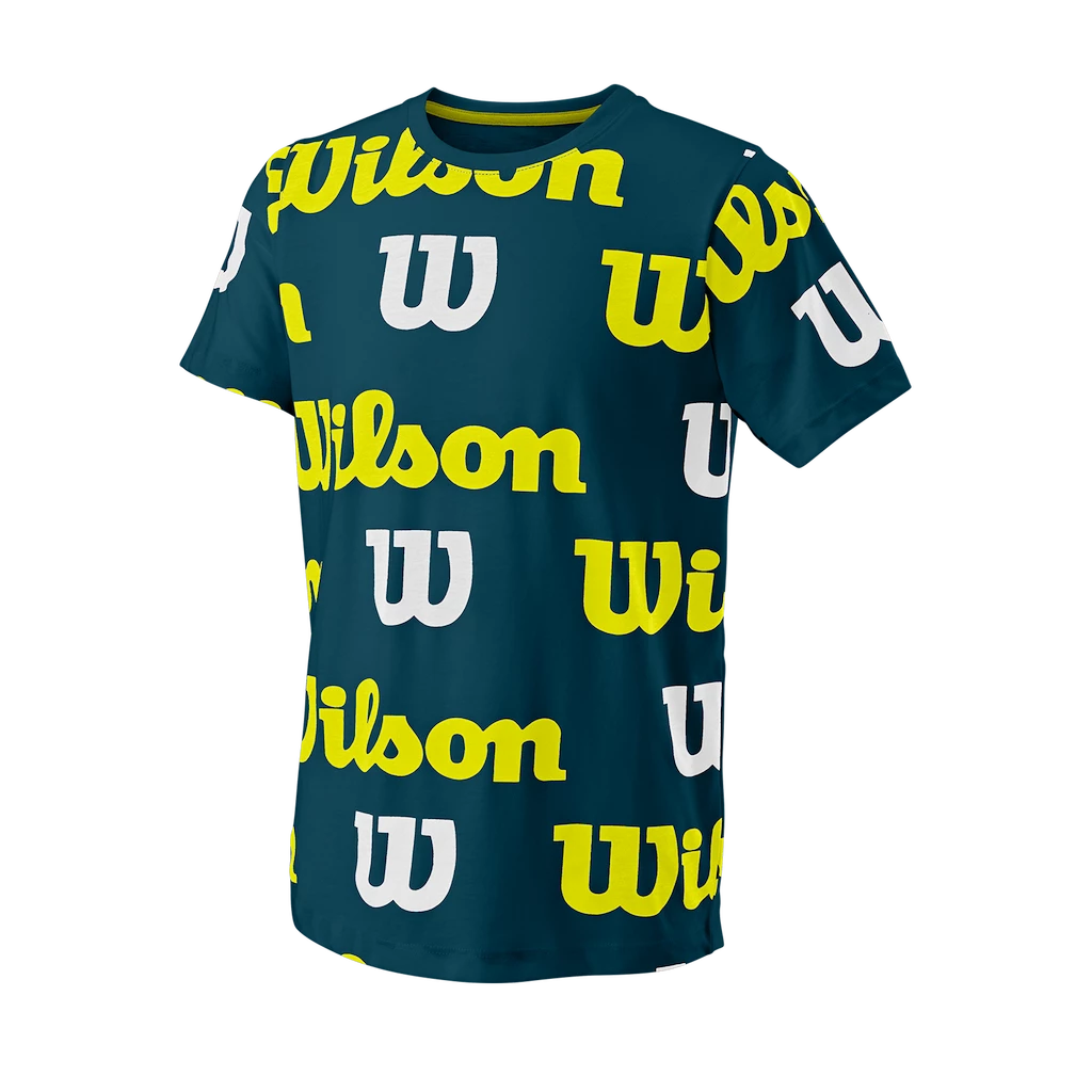 Dětské tričko Wilson  All Over Logo Tech Tee B Blue Coral