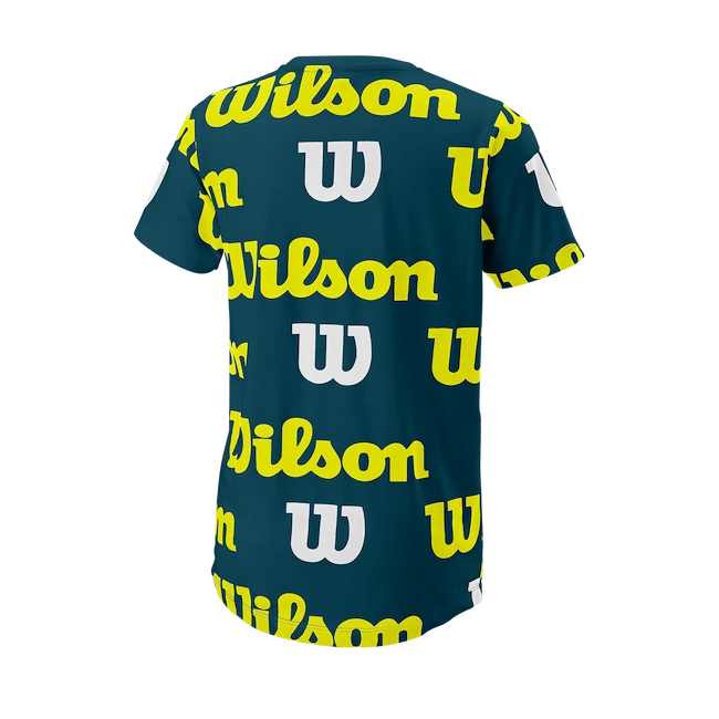 Dětské tričko Wilson  All Over Logo Tech Tee B Blue Coral