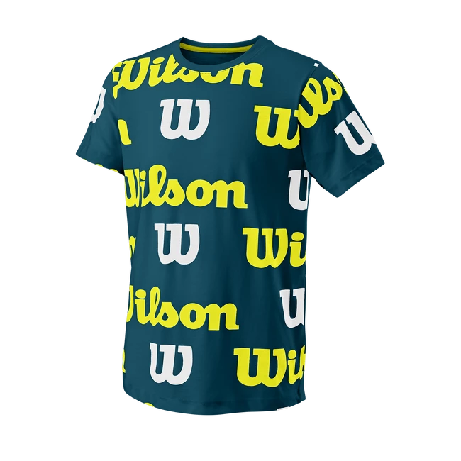Dětské tričko Wilson  All Over Logo Tech Tee B Blue Coral