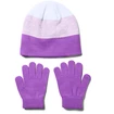 Dívčí čepice+rukavice Under Armour  Beanie Glove Combo / fialové FW20