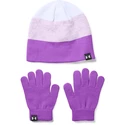 Dívčí čepice+rukavice Under Armour  Beanie Glove Combo / fialové FW20