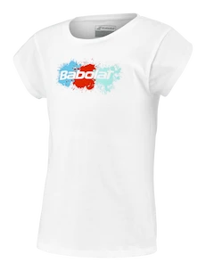 Dívčí tričko Babolat  Exercise Cotton Tee Girl White 6 - 8 let