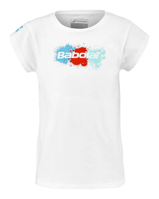 Dívčí tričko Babolat  Exercise Cotton Tee Girl White 6 - 8 let