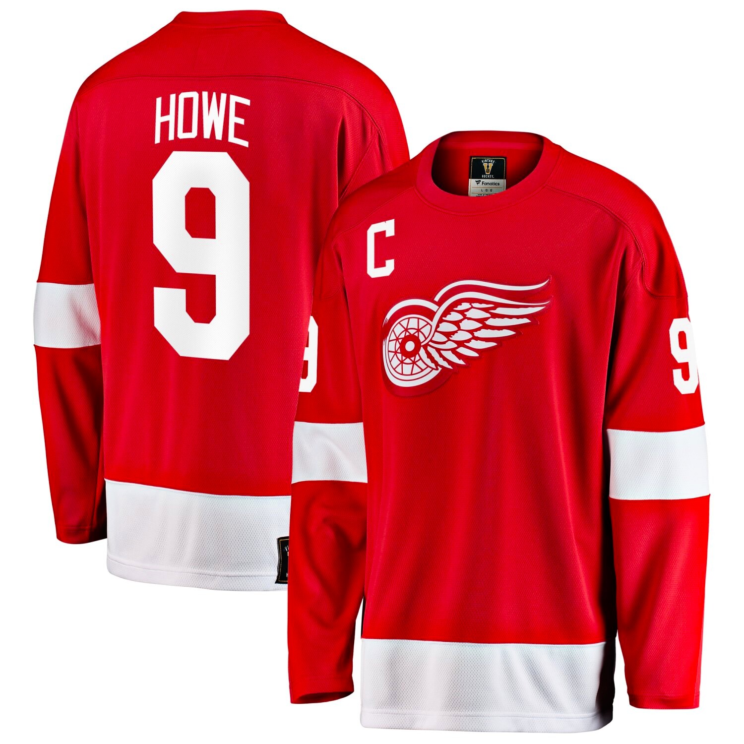 Product detail of Dres Fanatics Breakaway Jersey NHL Vintage Detroit Red Wings Gordie Howe 9  L