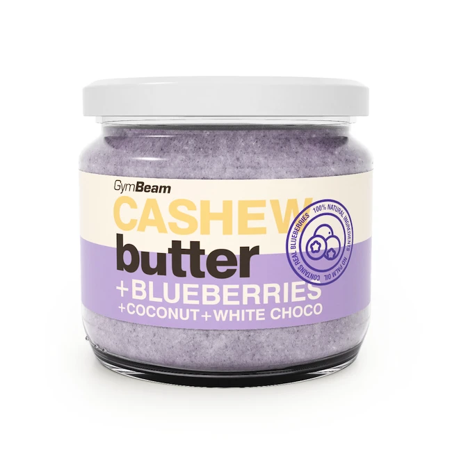 GymBeam Cashew Butter with coconut, white choco and blueberries 340 g