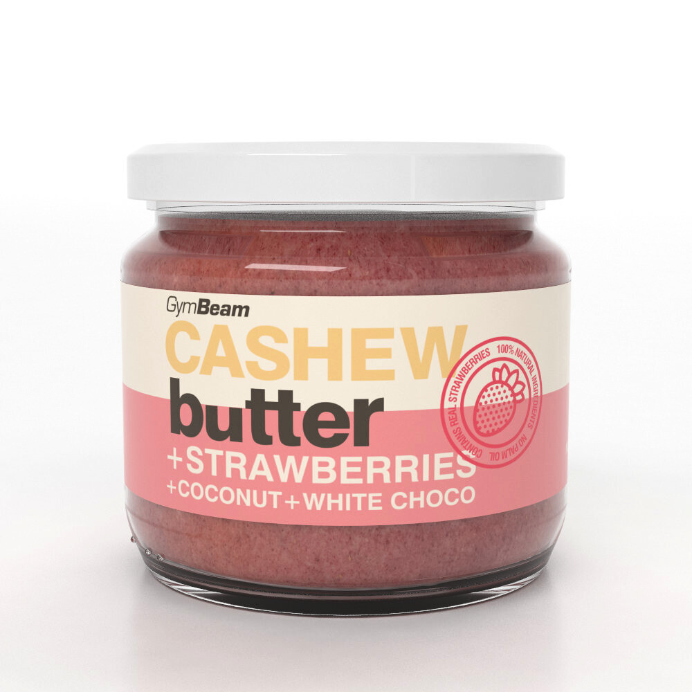 Product detail of GymBeam Cashew Butter with coconut, white choco and strawberry 340 g