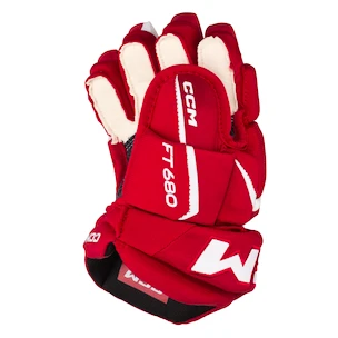 Hokejové rukavice CCM JetSpeed FT680 Red/White Senior 15 palců