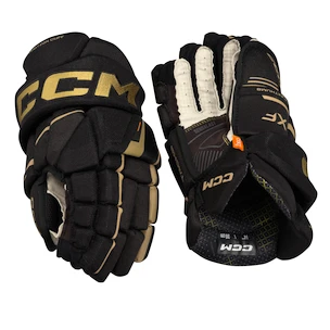 Hokejové rukavice CCM Tacks XF Black/Gold Senior 15 palců