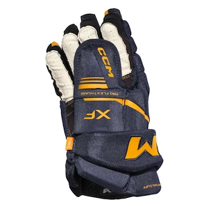 Hokejové rukavice CCM Tacks XF Navy/Sunflower Junior 12 palců