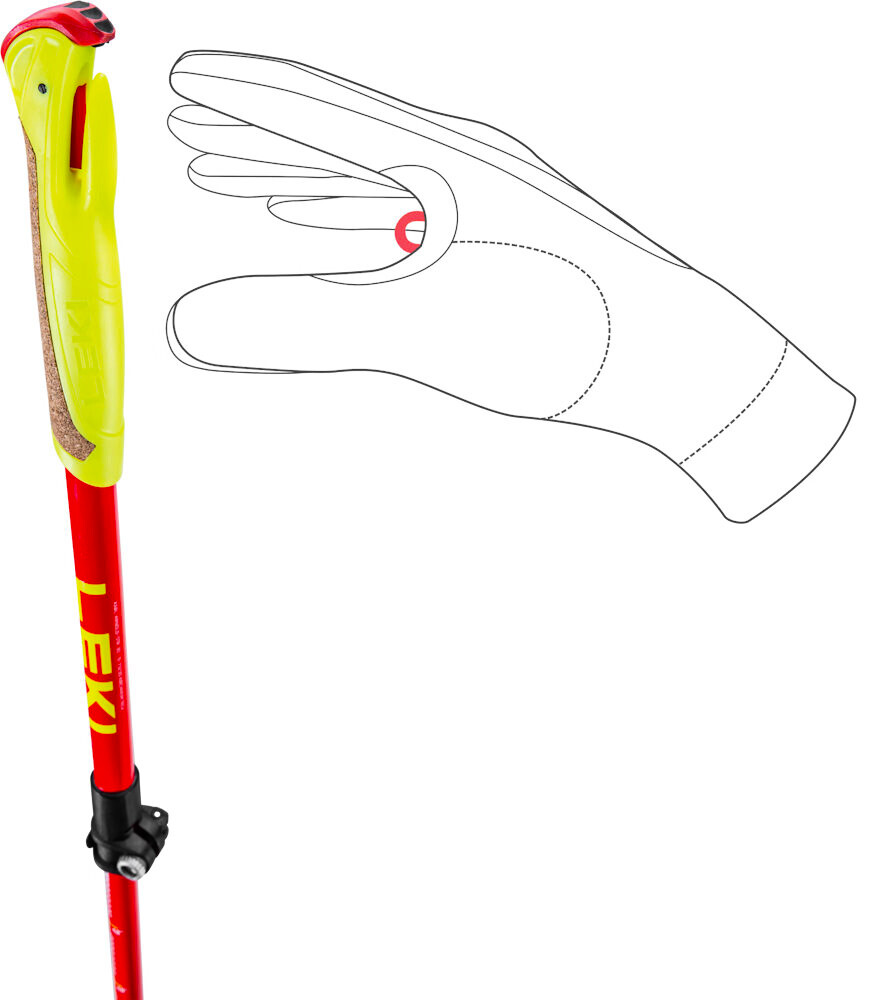 Hole na trailový běh Leki  Ultratrail FX Junior, naturalcarbon-bright red-neonyellow, 95 - 110 cm - thumb (1)